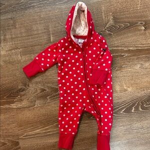 Polarn O. Pyret Red and White Polka Dot Kids Footie